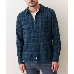 NEW MARINE LAYER tahoe flannel shirt in green/navy plaid